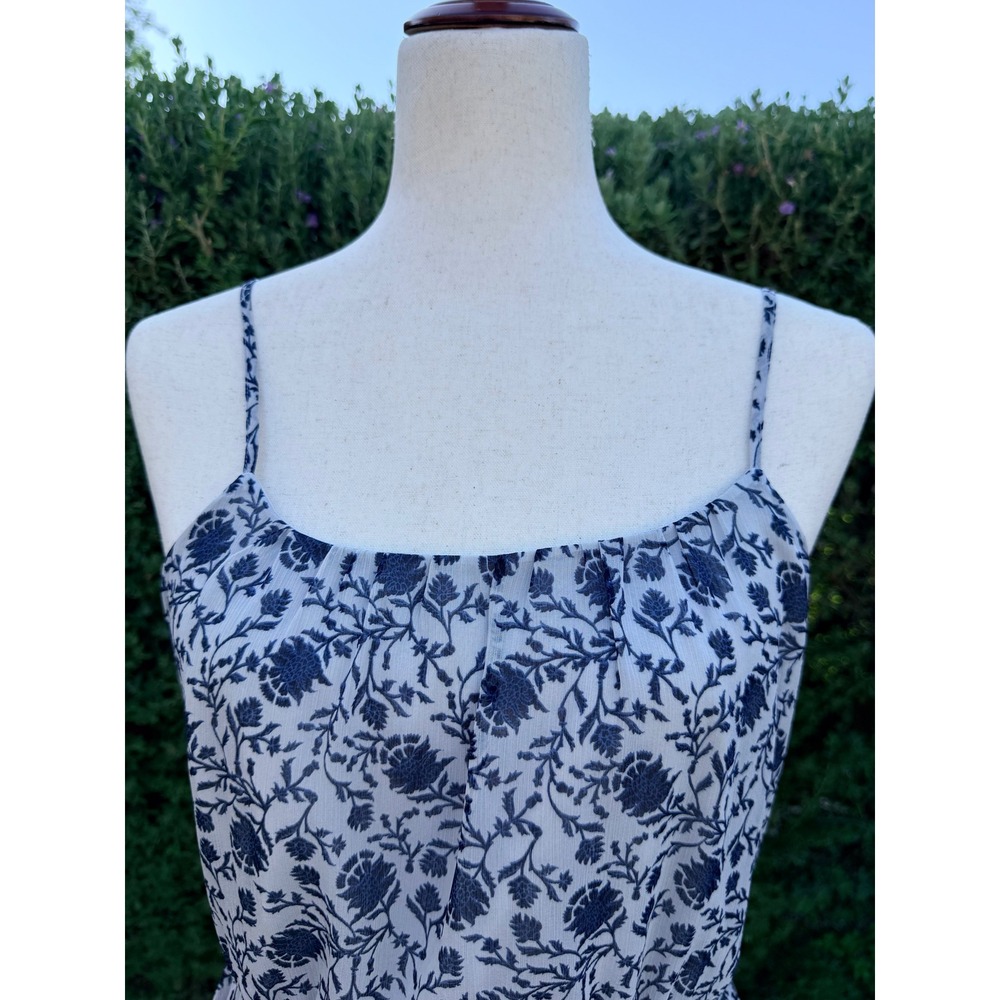 Ann Taylor LOFT Petites Floral Spaghetti Strap Dress Navy White MP MPetite - Picture 2 of 10